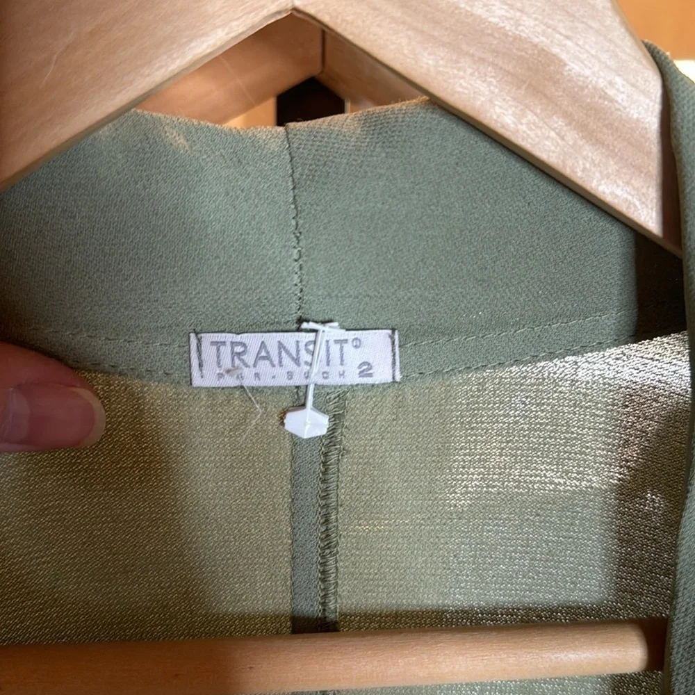 Transit Par Such Sage Green Long Open Front Cardigan Size 2